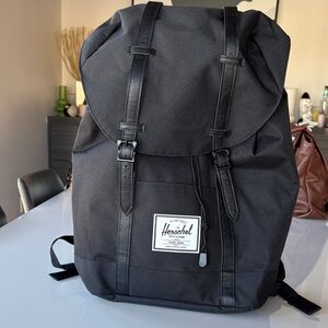Herschel Supply Company Classic Black Canvas and Leather Backpack